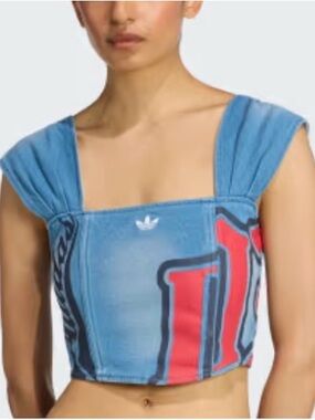 adidas Blue and Red Graphic Crop Top